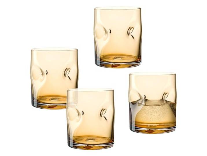 LEONARDO HOME VESUVIO Trinkglas 4 Stück 4 Farbgläser Blaseneinschlüsse Strukturoptik Charakterstark Getränkeglas Wasserbecher Softdrinks Spülmaschinengeeignet 300 ml 077371