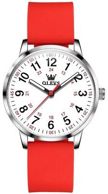 Everyday Crate OLEVS 9953 Womens Quartz Watch Waterproof Silicone Strap Watch red