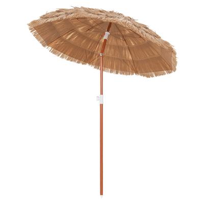 COSTWAY Hawaii Sonnenschirm, neigbarer PP-Stroh Strand-/Gartenschirm, höhenverstellbar mit UV-Schutz und Tragetasche