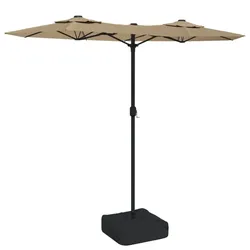 vidaXL Doppel-Sonnenschirm mit LED-Leuchten Taupe 316x240 cm