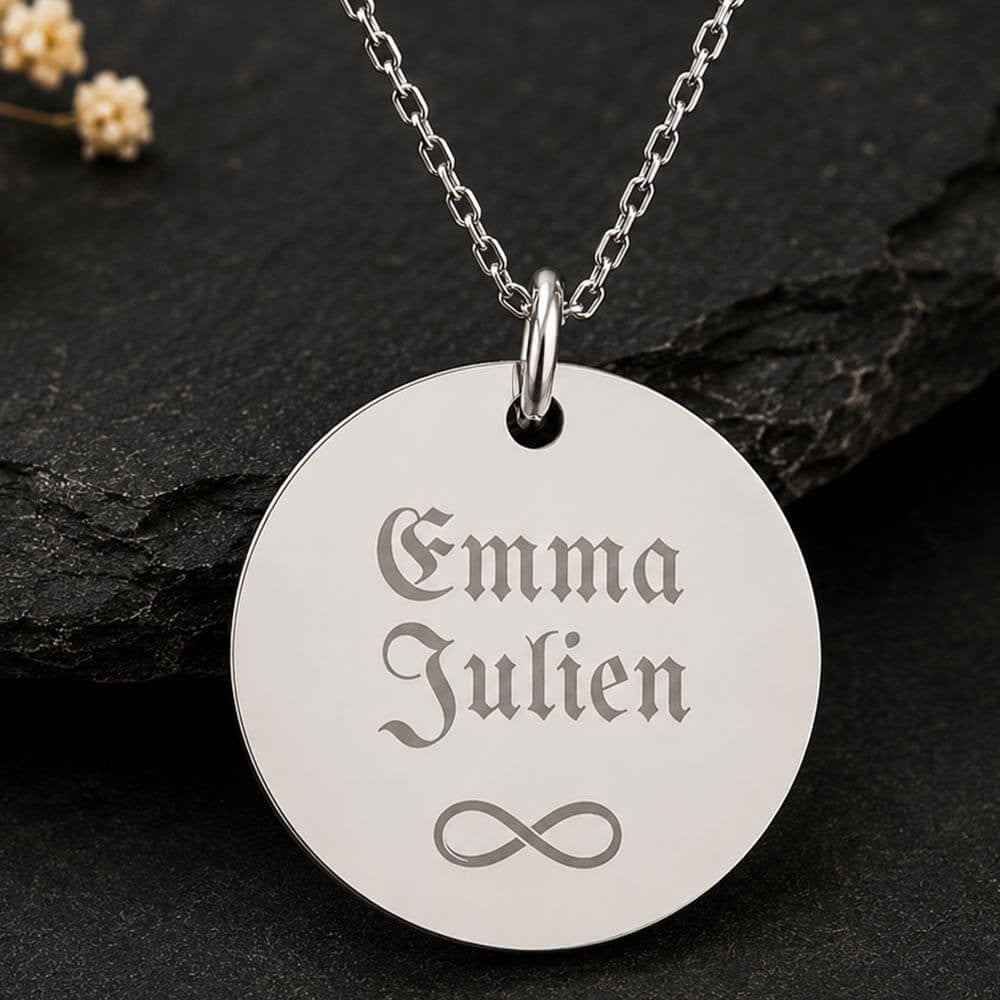 Ocadeau Collier rond en argent gravé