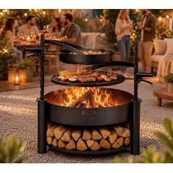 CookKing Grillset Montana 1 | mit Feuerschale, Grillpfanne und Grillrost - Schwarz