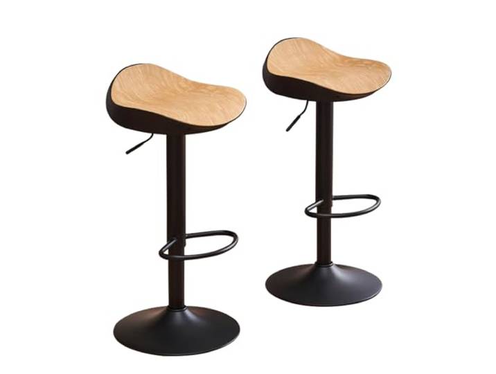 YOUNIKE Barhocker, braun, Kunstleder, hohe Stühle, Barhocker, Sitz, Inselhocker, zentral, Küche, Sattelform, Sitz, Bar, 2 Stück, modern, verstellbar, drehbar, drehbar, Metall