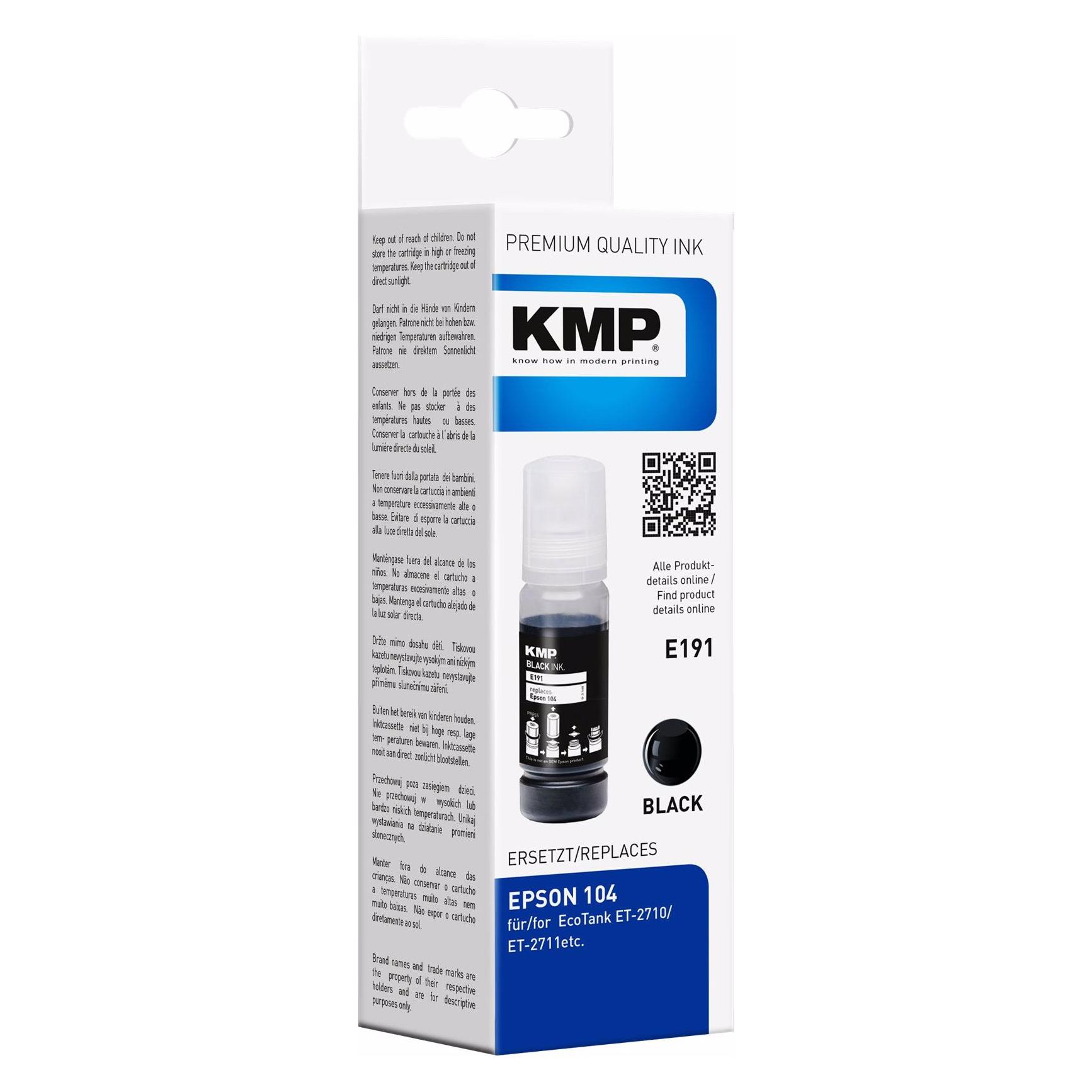 KMP E191 - 70 ml - Schwarz  - Tintenbehälter (BK) (1648)
