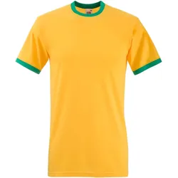 Fruit of the Loom Herren Ringer Tee T-Shirt 61-168-0 sunflower/kelly green 3XL