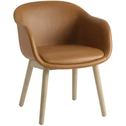 Muuto Fiber Conference Armchair, wood base, refine leder cognac / eiche natur