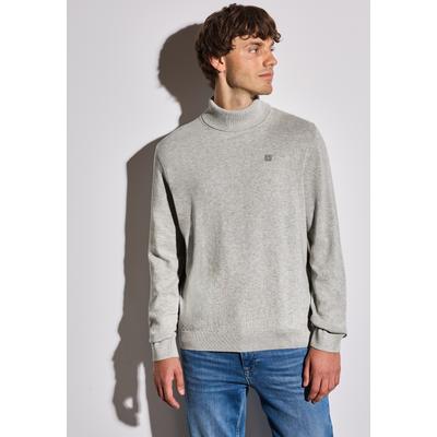 Rollkragenpullover STREET ONE MEN, Herren, Gr. 3XL (48), grau (frost grau melange), Web, 100% Baumwolle, unifarben, normal normal, hoch geschlossener Ausschnitt, Rippbündchen, Pullover Rollkragenpullover, aus reiner Baumwolle