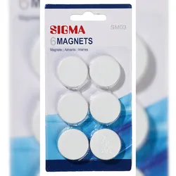 SIGMA Magnete, Polystyren, Ø 3.2 cm, weiß, 6 Stück
