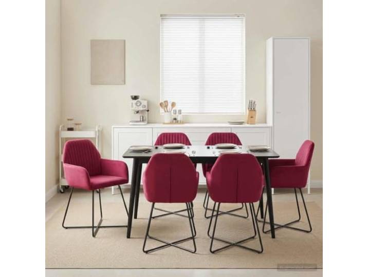 KTHLBRH Esszimmerstühle 4er Set Samt Weinrot 55 x 50 x 84 cm 4er Set, Veloursstoff, Metallrahmen, ergonomisches Design, pflegeleichte Oberfläche, vielseitig kombinierbar
