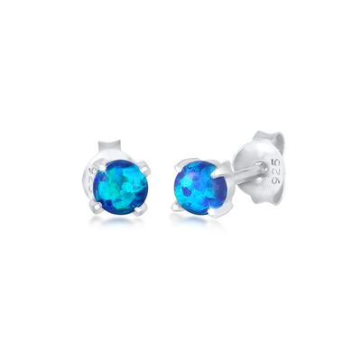 Paar Ohrstecker ELLI "Ohrringe Stecker Opal Rund Synthetisch 925 Silber" Gr. 4,5, blau, Ohrringe, Damen, 4,5,mit Stein, Silber 925 (Sterlingsilber)