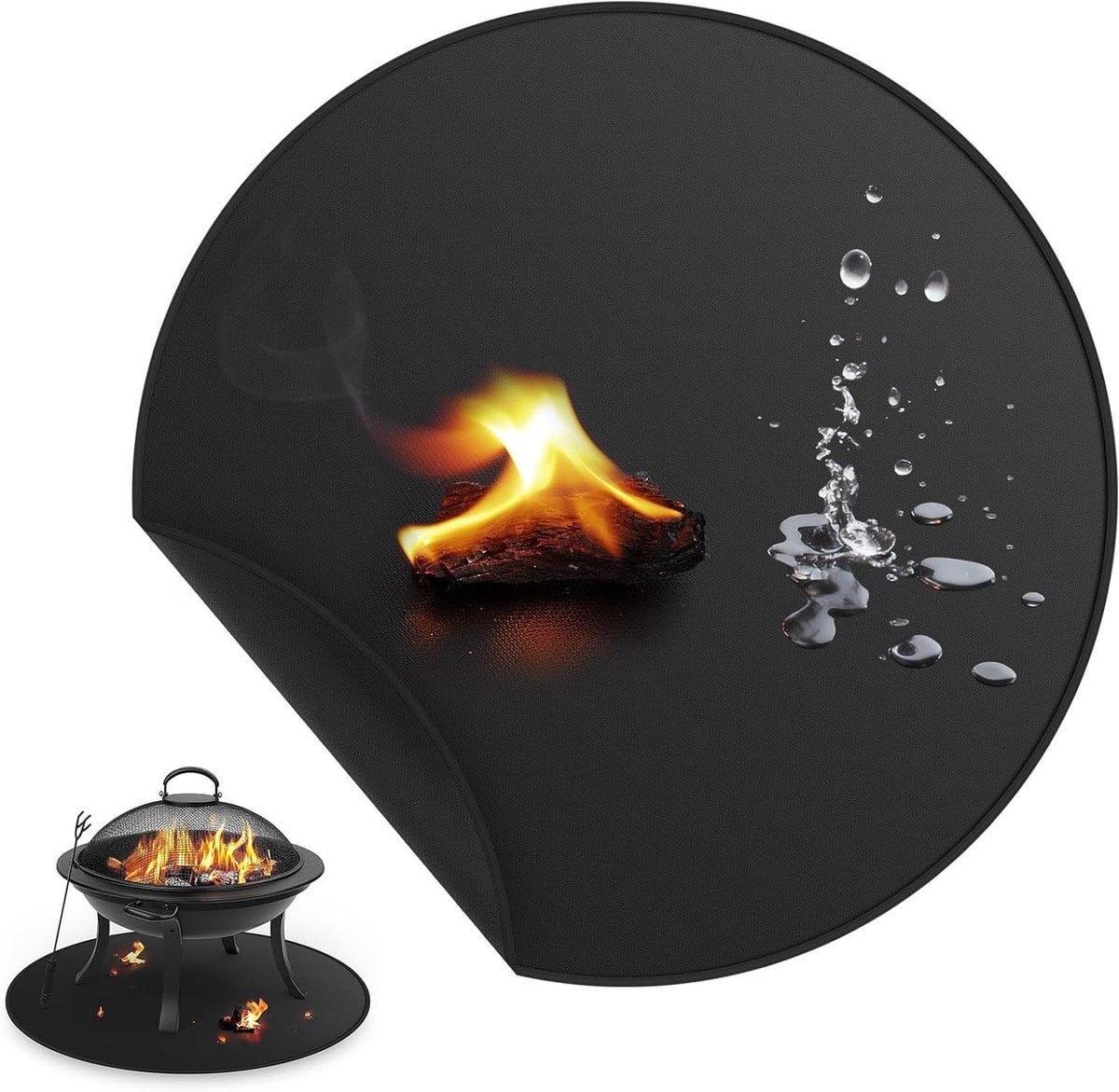 Vuurvaste Onderlegger Zwart - Ronde Grillmat van 60 cm voor Terrasbescherming