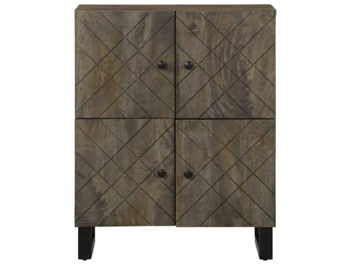 KTHLBRH Anrichte aus Mangoholz, schwarz, 60 x 33 x 75 cm Füße aus Metall, großer Stauraum, praktische Tür, für Wohnzimmer oder Eingangsbereich