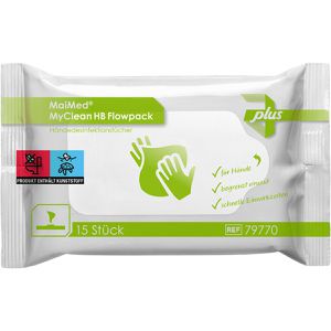 MaiMed Desinfektionstücher MyClean HB Flowpack, für Hände, alkoholisch, 20 x 12 cm, 15 Tücher