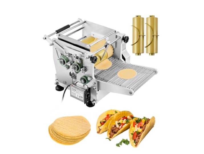 VEVOR Machine automatique de fabrication de tortillas de maïs avec revêtement antiadhésif et deux moules (10 cm et 15 cm)\, presse à tortillas électrique\, adaptée aux produits\, sopes\, pita\, pizza