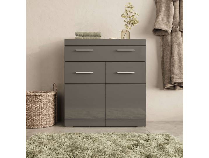 Unterschrank GOODPRODUCT Föhr , grau, B:72,8cm H:79cm T:30,6cm, FSC-zertifizierter Holzwerkstoff, Schränke, Unterschrank, minimalistisch, zeitlos, hochglänzend