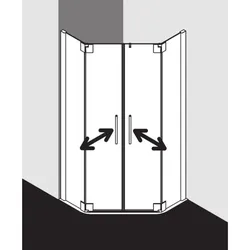 Kermi Pasa XP Fünfeck-Duschkabine Pendeltür PXF5010018VYK 100x100x185cm, silber glanz, ESG SR OpacoClean