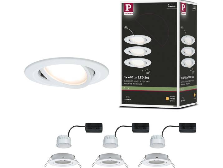 Paulmann LED à encastrer Nova\, set de 3\, orientable