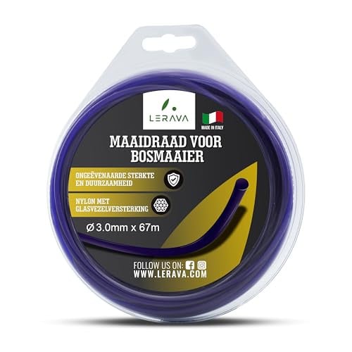 LERAVA grastrimmer draad 3mm, 67m, glasvezelversterkt nylon, zwart