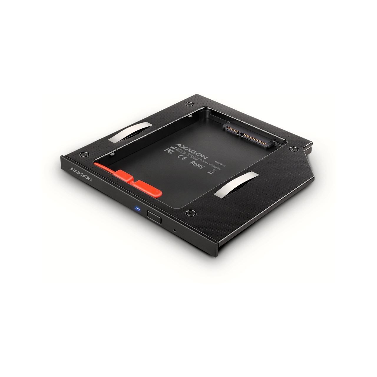 AXAGON RSS-CD09 2.5 Zoll SSD/HDD Adapter für optisches Laufwerk, 9,5 mm, LED