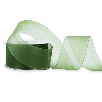 Creativery 38mm Organzaband 25m Chiffonband Schleifenband Geschenkband Stoffband Breit Olivgrün