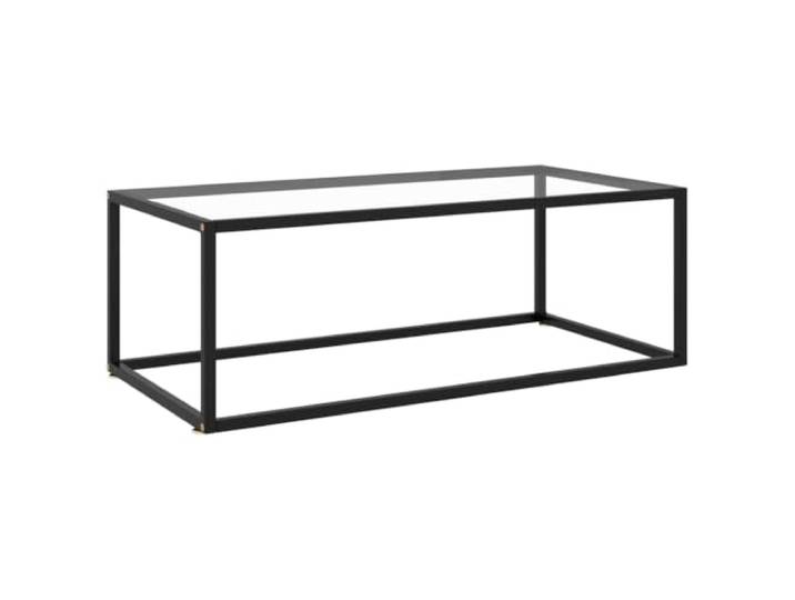 HEFZGDB Couchtisch Schwarz mit Hartglas 100x50x35 cm - Moderner Wohnzimmertisch aus Stahl und gehärtetem Glas für Stauraum und Unterhaltung