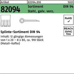 Splintensortiment DIN 94 910tlg. Stahl galv.verz. 1 Stück