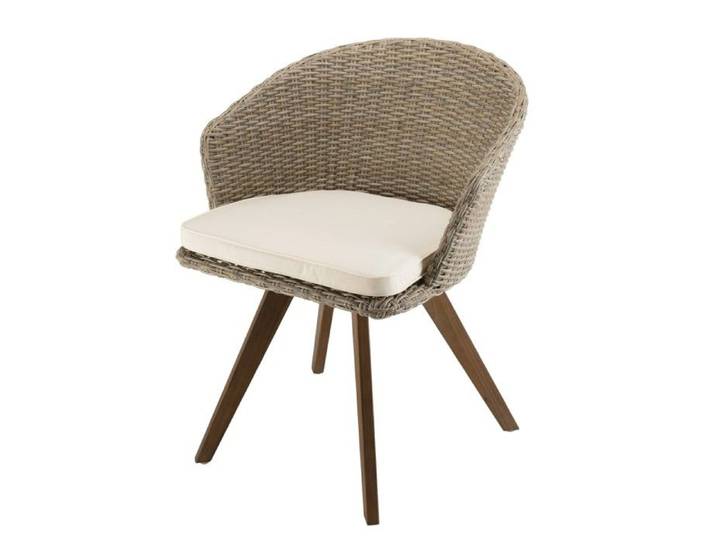 Fauteuil avec coussin - Rotin - Beige