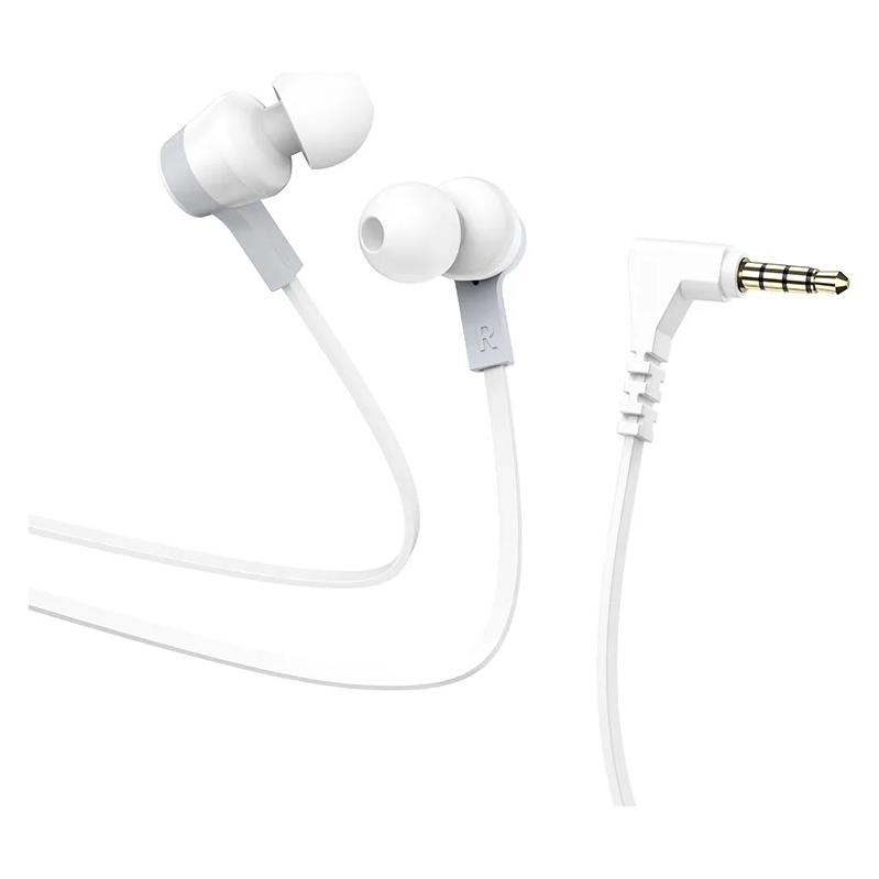 Hoco Wired headphones wire earphones Jack 3,5 mm with microphone M86 white (Kabelgebunden) (60055322)