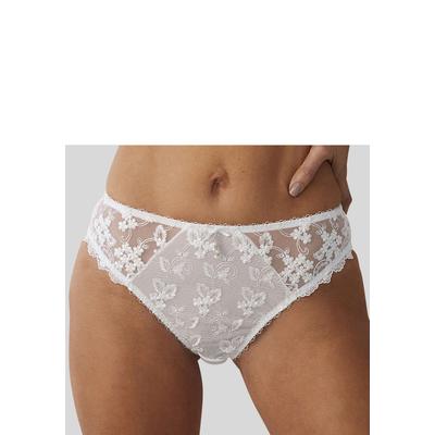 Slip LASCANA, Damen, Gr. 48/50, Microtouch, weiß, Microtouch, Obermaterial: 50% Polyamid, 30% Polyester, 20% Elasthan, Unterhosen Slip, mit schöner Blümchen-Stickereispitze, als Dessous-Set kombinierbar