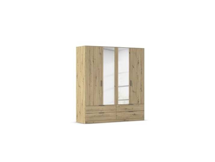Rauch Möbel LAGOA, Kleiderschrank, Farbe Eiche Artisan, Breite 181 cm Schrank, 4-türig, Spiegel, 4 Schubladen, Zubehör Premium, für Schlafzimmer, Kinderzimmer, Babyzimmer, Garderobe
