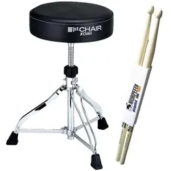 Tama HT230 Rundsitz Schlagzeug-Hocker mit Drumsticks, Schlagzeug Zubehör, Weiss