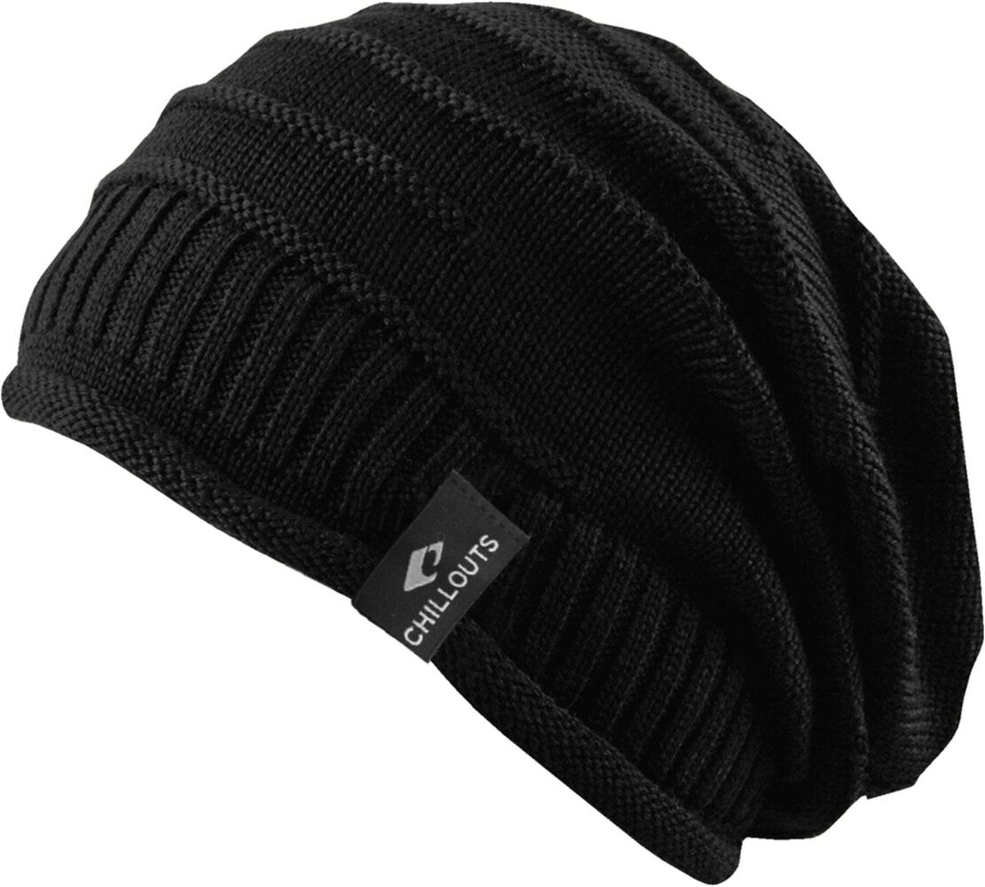 Beanie CHILLOUTS, Herren, schwarz, Strick, Baumwolle, Mützen Beanie, Oversize-Style schwarz Einheitsgröße