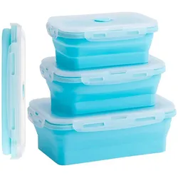König Design Gefrier Dosen Lebensmittel Vorrats Behälter Frischhaltedosen Deckel Faltbar, Vorratsbehälter, Blau