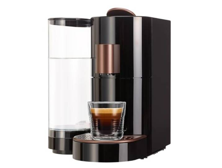 K-FEE Twins II Machine à capsules pour café\, thé et cacao - Machine à café pour grandes tasses - Chauffage rapide - Réservoir d'eau de 2\,3 l - 19 bar - Noir et cuivre
