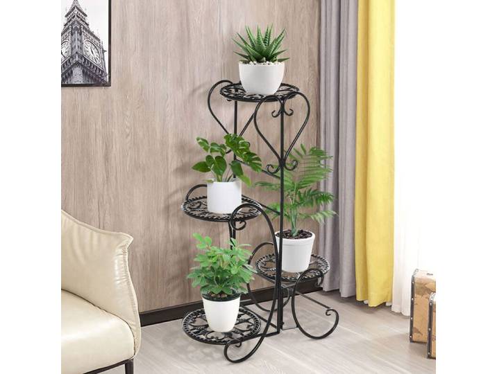 Etagère support de fleurs métal noir L.46 x l.26 x H.81 cm