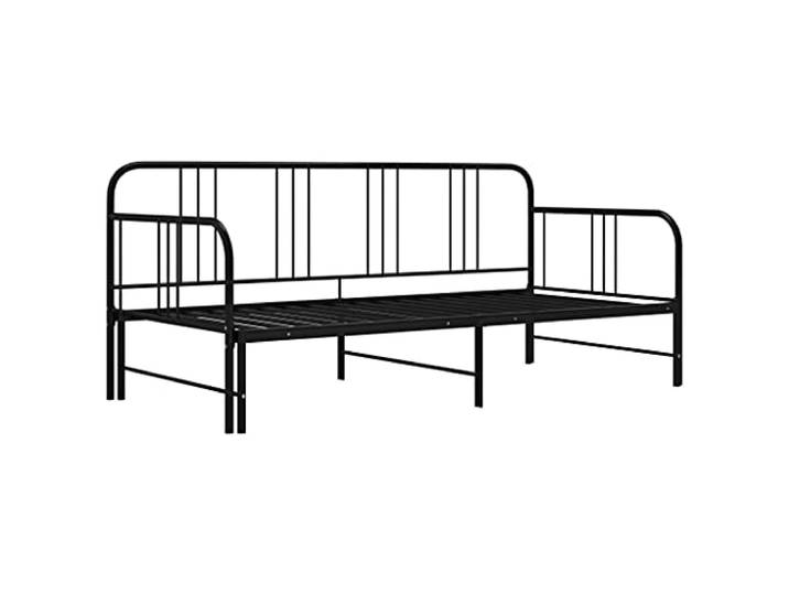 vidaXL Ausziehbett Sofabett Ausziehsofa Bettgestell Tagesbett Schlafsofa Gästebett Bett Metallbett Bettsofa Sofa Couch Schwarz Metall 90x200cm