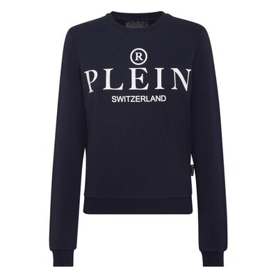 Sweatshirt PHILIPP PLEIN "Iconic Plein", Damen, Gr. L, blau (24, navy), Obermaterial: 100% Baumwolle, Sweatshirts Sweatshirt