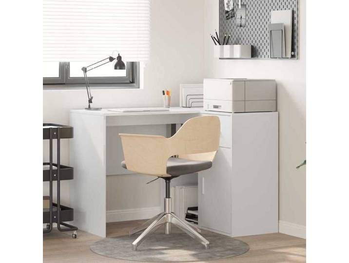 Moderne Bureau d'angle - avec tiroir - avec étagère - Blanc - 102x88x75 cm - Meuble de bureau @FR 8314
