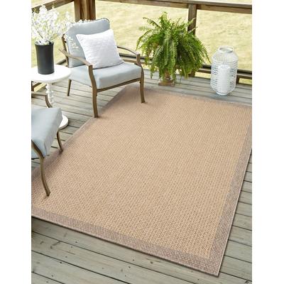 Outdoorteppich "Natura, LAGERRÄUMUNG", braun (braun,grau), B:80cm H:6mm L:150cm, Polypropylen, MYFLAIR MÖBEL & ACCESSOIRES, Teppiche, Outdoorteppich, Uni Farben, mit Bordüre, Outdoor geeignet, Balkon, Terrasse