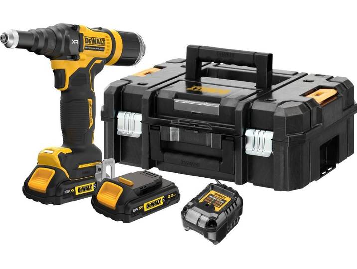Riveteuse DEWALT XR 18V 2Ah Brushless 4\,8 mm - 2 batteries renforcées\, coffret TSTAK - DCF403D2GT-QW
