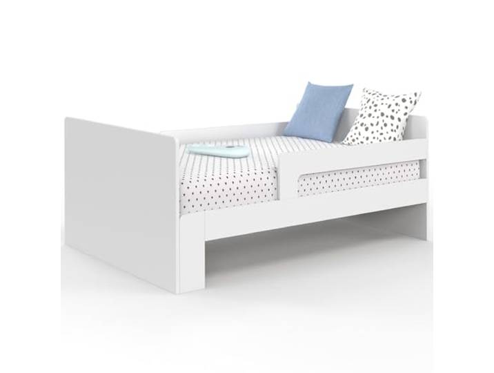 IDMarket - Erweiterbares Einzelbett GASPARD 90 x 140/190 cm mit Lattenrost und Holzgittern weiß