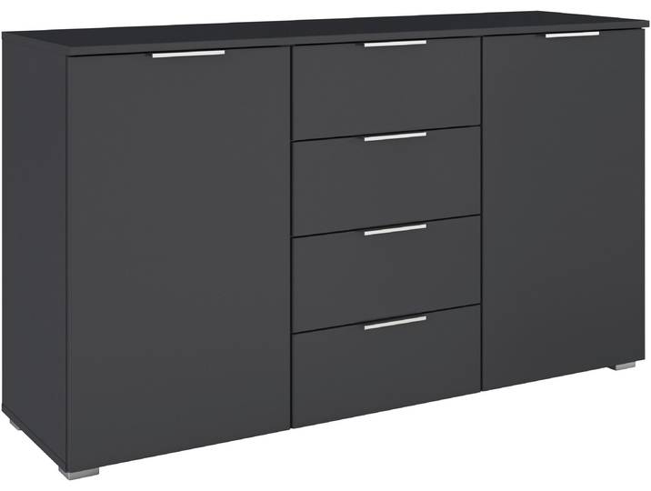 Kombikommode GOODPRODUCT Sideboard Schubladenkommode AGORDO mit Dekor- oder Hochglanzfront , grau (graumetallic), B:120cm H:81cm T:42cm, Holzwerkstoff, Sideboards, Kombikommode, vier grosse Schubladen, mit insgesamt 4 Einlegeböden MADE IN GERMANY