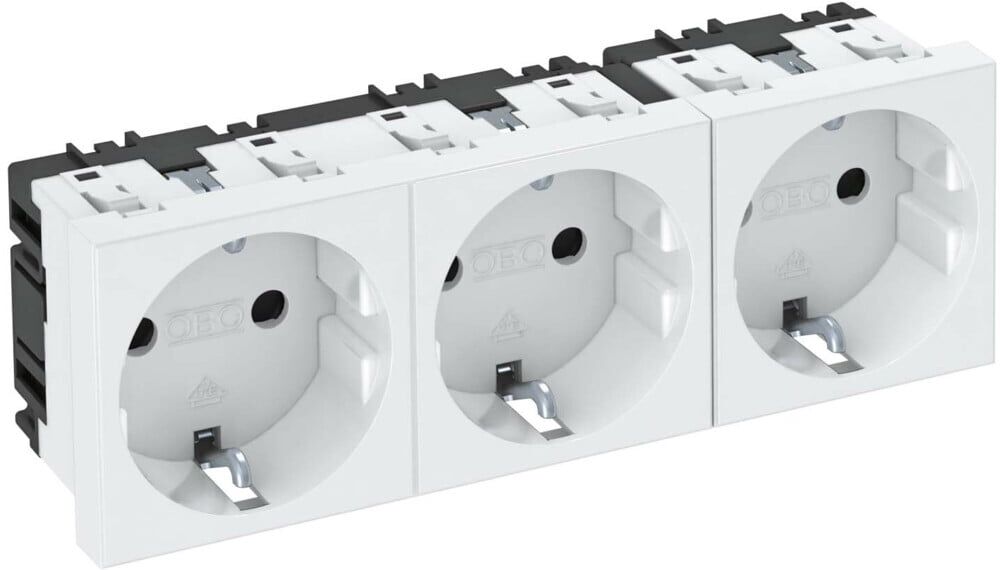 OBO Bettermann Vertr Steckdose 0 Grad, 3-fach Schutzkontakt STD-D0 RW3 (6120042)