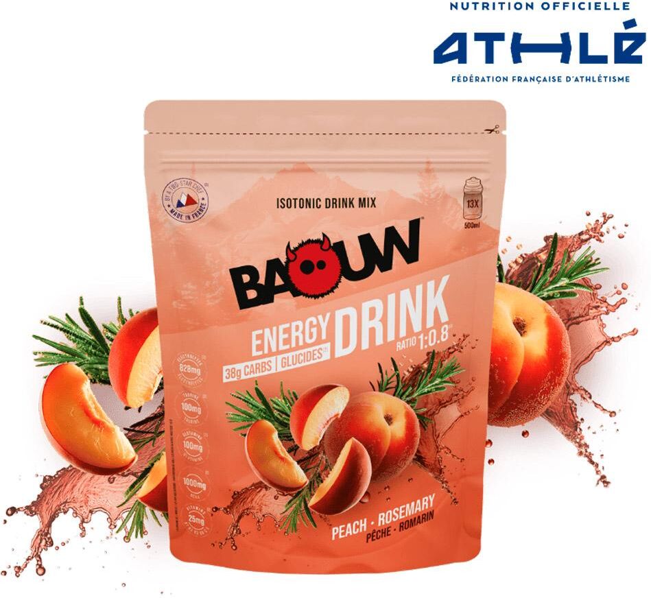 Baouw  - Énergétique Isotonique Bio 585 g. Pêche Romarin - Boisson