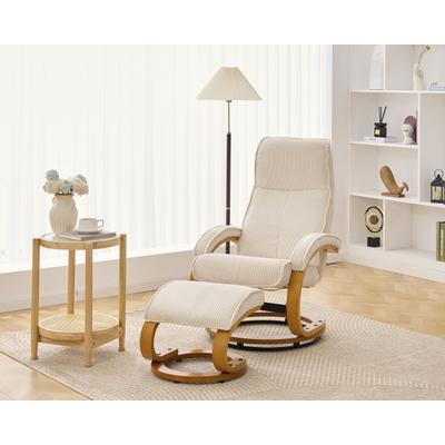Relaxsessel OTTO HOME "mit Hocker PARIS neu: Cord - OTTO. Verlässliche Qualität.", beige (creme), B:67cm H:107cm T:85cm, 100% Polyester, Sessel, Relaxsessel, manuelle Relaxfunktion mit Drehfunktion, neu: Cord-Bezug