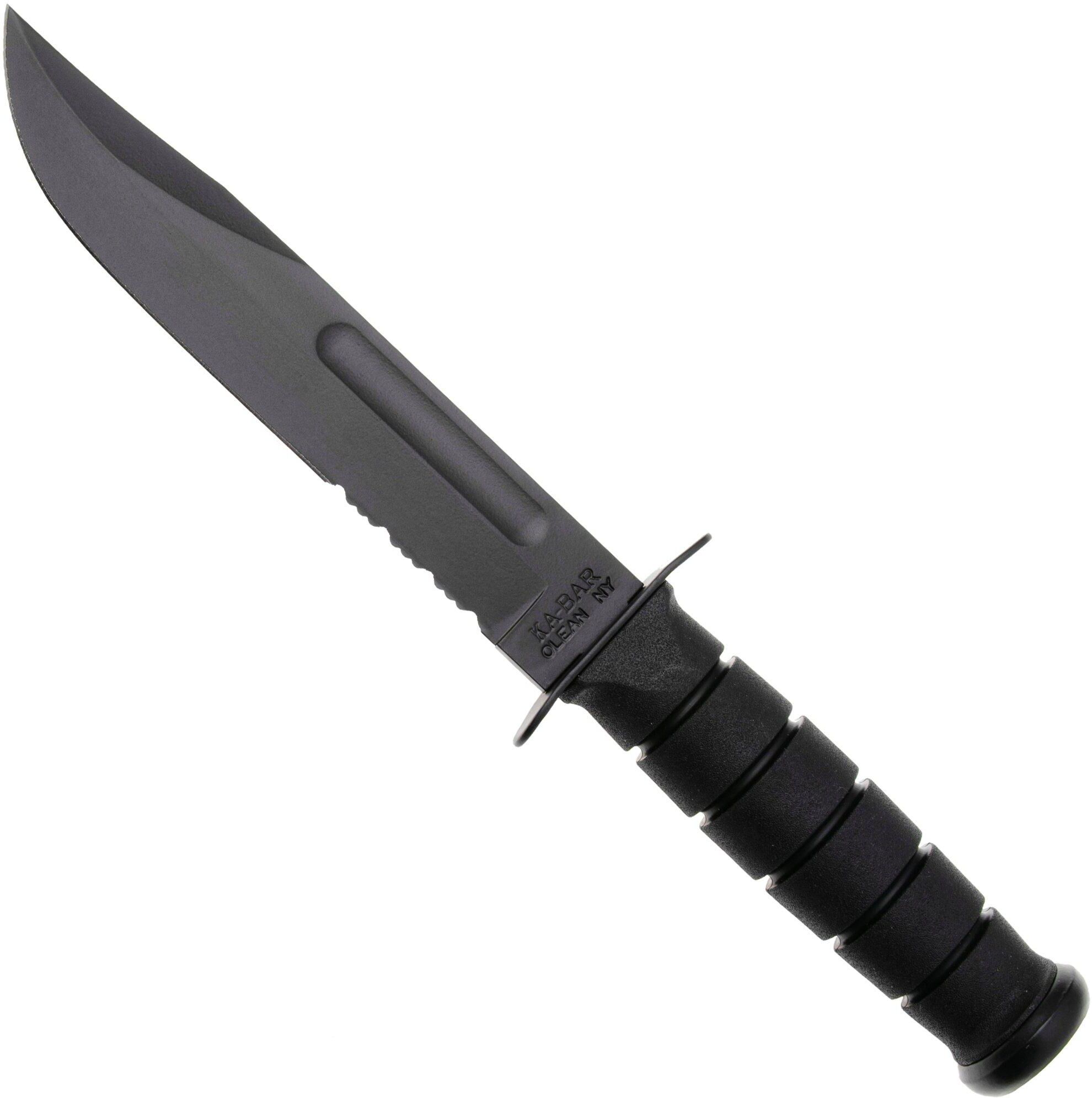 KA-BAR USMC 1214 parzialmente seghettato, Kraton, fodero kydex
