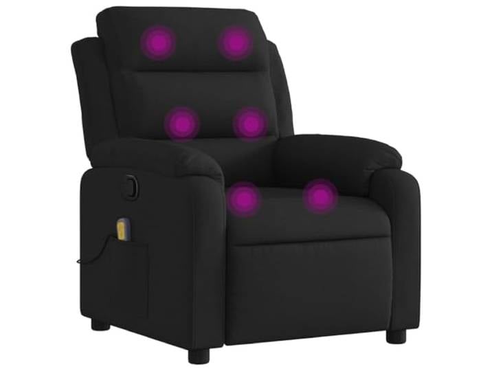 Klappbarer Massagesessel mit Vibration, Schwarz, Stoff, 135 Grad 6 Massagepunkte, Fernbedienung inklusive, Seitentasche, Holz-Metallrahmen, USB 5V