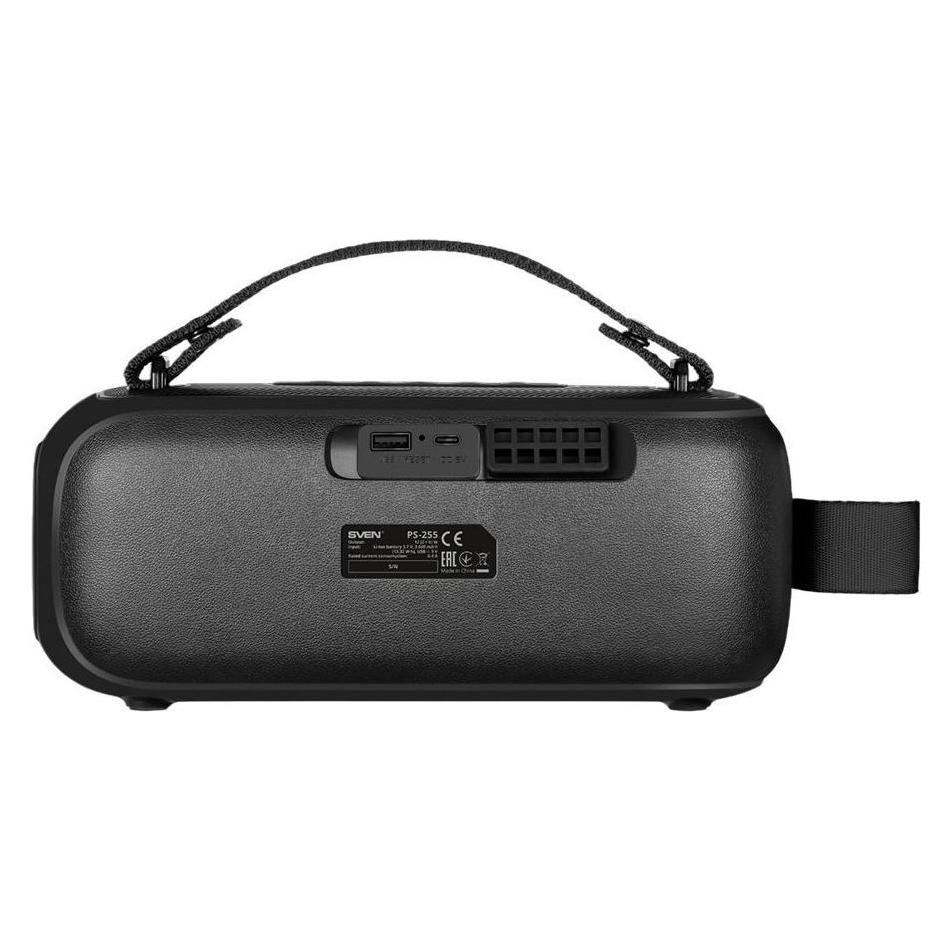 Sven Bluetooth speakers Speaker PS-255, black (12W, Bluetooth, FM, USB, karaoke mic, 3600mAh) (16 h) (SVEN)