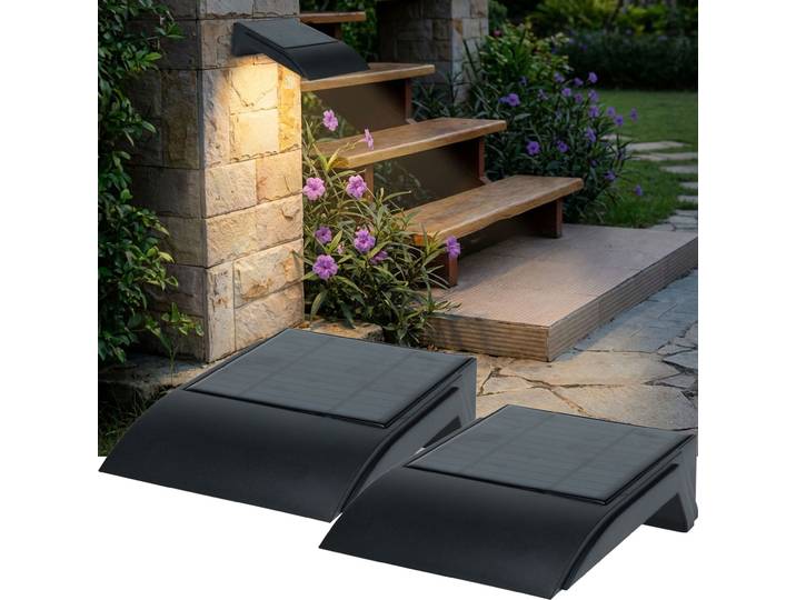 2er-Set Solar-LED-Wandleuchte mit PIR-Sensor, 50 Lumen