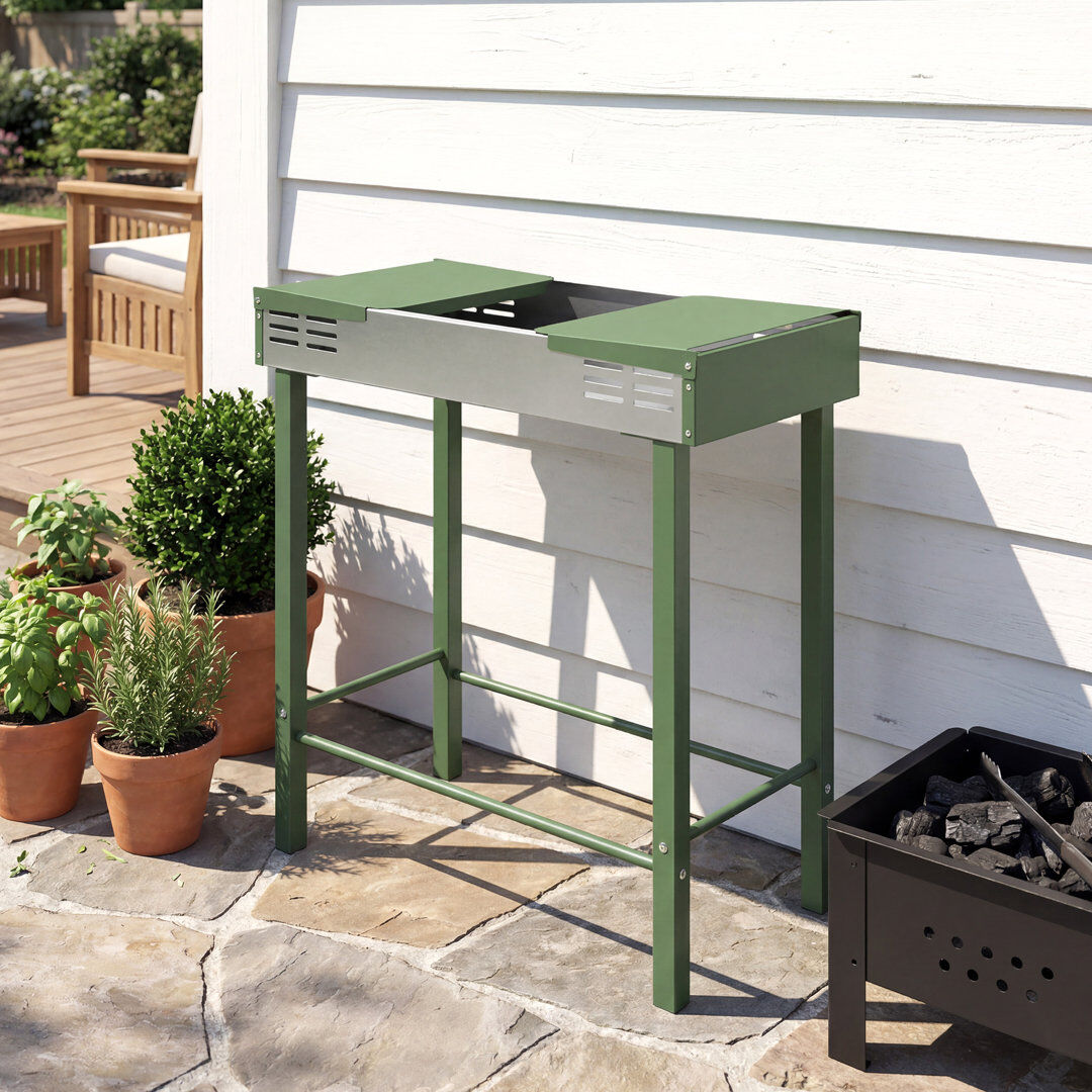 Outsunny BBQ Rotisserie Grill with 3-Level Grill Grate Dark Green Dark Green 68cm W